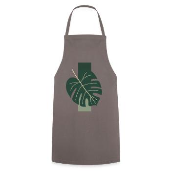 Esthétique Monstera Leaf Minimal Tropical Bohemi Appa - Tablier de cuisine - gris - Devant - AI Model Male 185 dark (185cm)