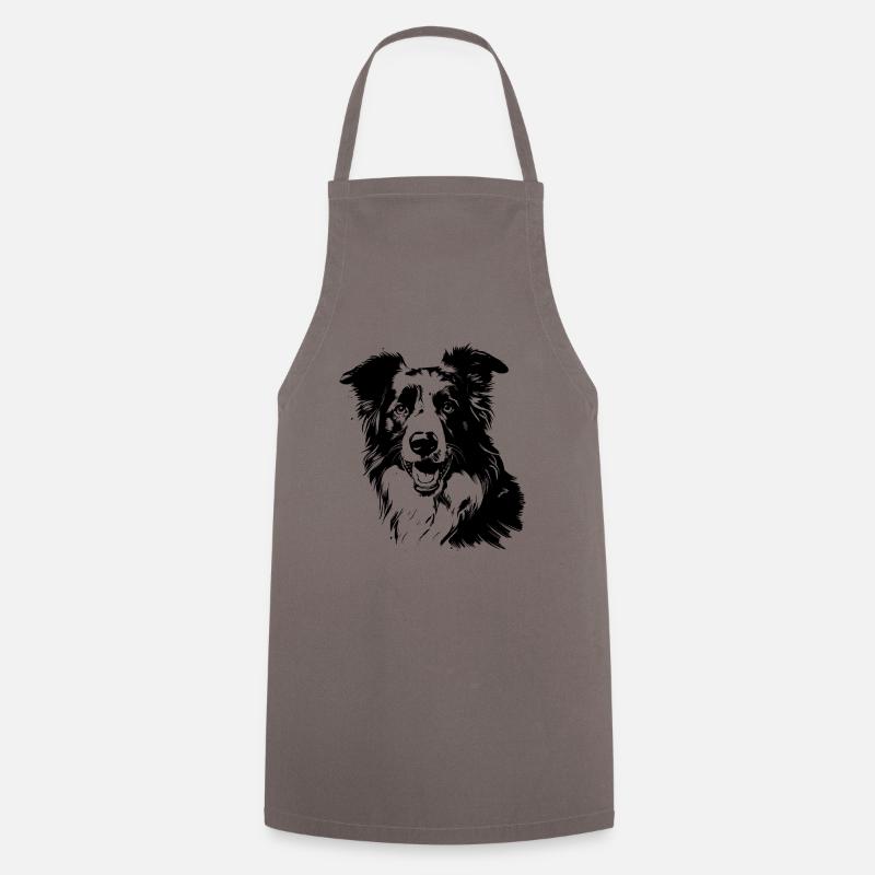 Border Collie - Kochschürze - Grau