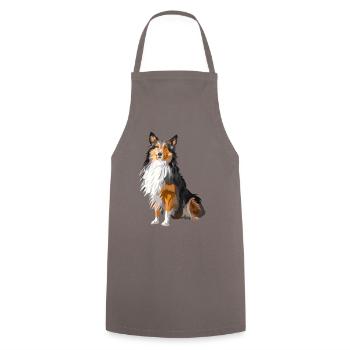 chien shetland - Tablier de cuisine - gris - Devant - AI Model Male 185 dark (185cm)