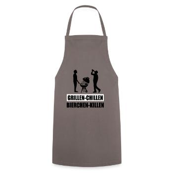 BBQ - Kochschürze - Grau - Vorne - AI Model Male 185 dark (185cm)