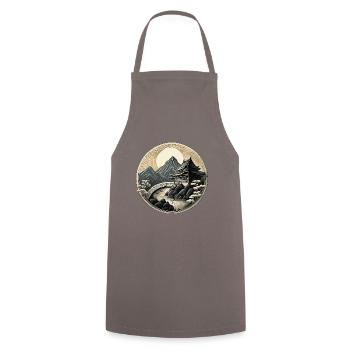 paysage style chinois, paysage oriental, japon - Tablier de cuisine - gris - Devant - AI Model Male 185 dark (185cm)