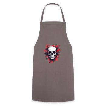 Decorative Skull, Skull, Flowers, Party - Cooking Apron - grey - Front - AI Model Male 185 dark (185cm)