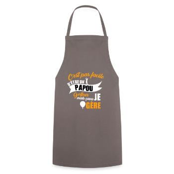 C'est pas facile papou golfeur t-shirt humour - Tablier de cuisine - gris - Devant - AI Model Male 185 dark (185cm)