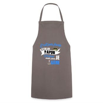Papou pêcheur t-shirt retraité pêche humoristique - Tablier de cuisine - gris - Devant - AI Model Male 185 dark (185cm)