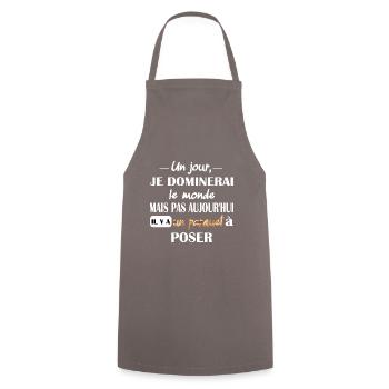 Un jour je dominerai le monde t-shirt parqueteur - Tablier de cuisine - gris - Devant - AI Model Male 185 dark (185cm)
