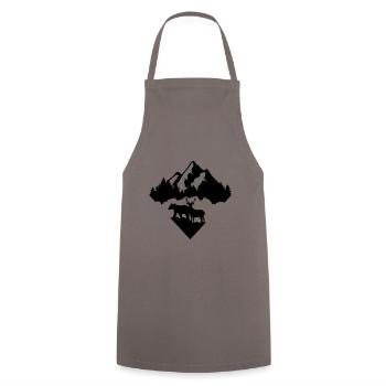 Bear, Deer, Forest and Mountains - Cooking Apron - grey - Front - AI Model Male 185 dark (185cm)