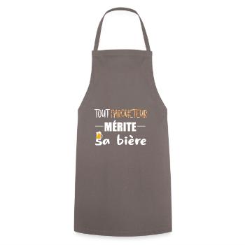 Tout parqueteur mérite sa bière t-shirt homme - Tablier de cuisine - gris - Devant - AI Model Male 185 dark (185cm)