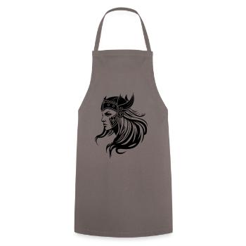 Wikinger Frau Kriegerin Viking - Kochschürze - Grau - Vorne - AI Model Male 185 dark (185cm)