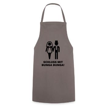 Arrêtez Bunga Bunga! (Mariage / mariage) - Tablier de cuisine - gris - Devant - AI Model Male 185 dark (185cm)