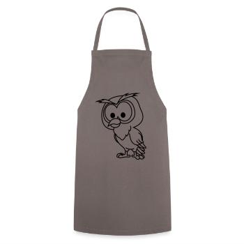 Eule Comic Tier - Kochschürze - Grau - Vorne - AI Model Male 185 dark (185cm)