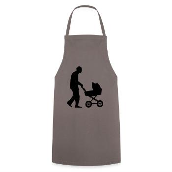 Opa mit Kinderwagen - Baby Großvater Spazieren - Kochschürze - Grau - Vorne - AI Model Male 185 dark (185cm)