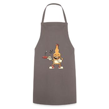 Tischtennis und Bier Bierflasche spielt - Kochschürze - Grau - Vorne - AI Model Male 185 dark (185cm)