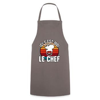 Ici c’est moi le chef - Tablier de cuisine - gris - Devant - AI Model Male 185 dark (185cm)