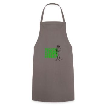 Südharz Merch - Froschhausen Wasserthaleben (grün) - Kochschürze - Grau - Vorne - AI Model Male 185 dark (185cm)