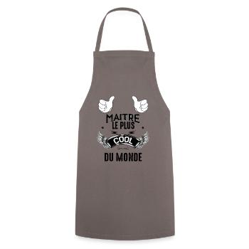 Maitre la plus cool du monde Citation Ecole - Tablier de cuisine - gris - Devant - AI Model Male 185 dark (185cm)