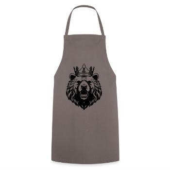 Ours Grizzly Roi de la Couronne - Tablier de cuisine - gris - Devant - AI Model Male 185 dark (185cm)