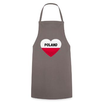 Poland Flag in heart shape - Cooking Apron - grey - Front - AI Model Male 185 dark (185cm)