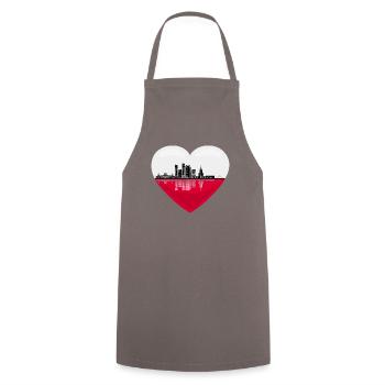 Poland Flag in heart shape Warsaw - Cooking Apron - grey - Front - AI Model Male 185 dark (185cm)
