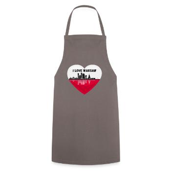 J’adore Varsovie, Pologne drapeau en forme de cœur - Tablier de cuisine - gris - Devant - AI Model Male 185 dark (185cm)