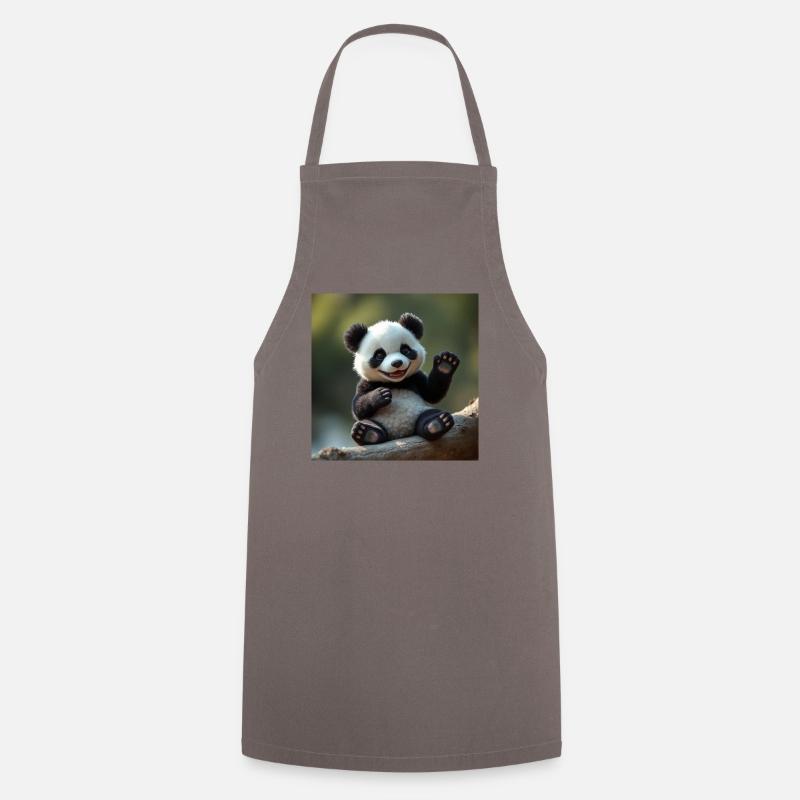 Cute Panda in 3D - Cooking Apron - grey