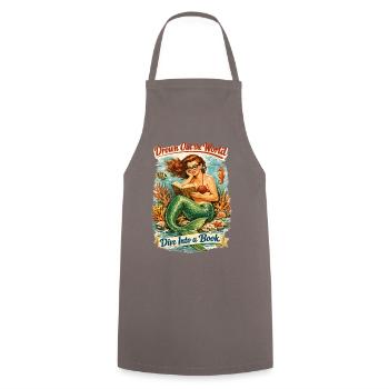 Découvrez votre tranquillité : lecture rétro de sirènes - Tablier de cuisine - gris - Devant - AI Model Male 185 dark (185cm)