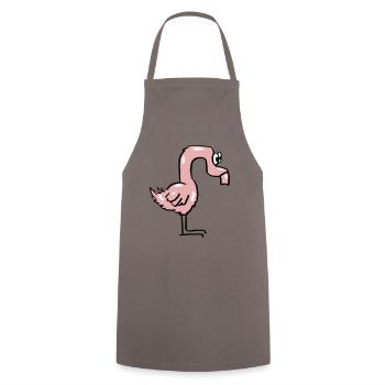 Lustiger rosa Flamingo - Kochschürze - Grau - Vorne - AI Model Male 185 dark (185cm)
