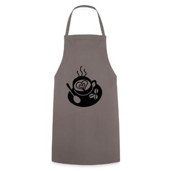 Tasse à café amour - Tablier de cuisine - gris - Devant - AI Model Male 185 dark (185cm)