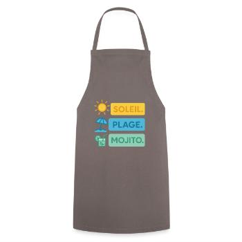 été drôle Soleil, plage, bonne humeur Outfit été - Tablier de cuisine - gris - Devant - AI Model Male 185 dark (185cm)