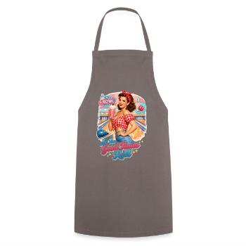 Pin-Up Lady: Let The Good Times Roll Bowling - Kochschürze - Grau - Vorne - AI Model Male 185 dark (185cm)