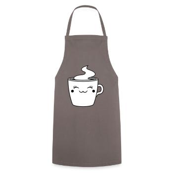 gesicht tasse suess niedlich weiblich heiss kaffee - Kochschürze - Grau - Vorne - AI Model Male 185 dark (185cm)