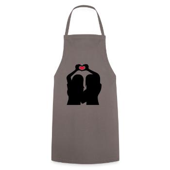 Handherz Silhouette Girlfriends - Cooking Apron - grey - Front - AI Model Male 185 dark (185cm)