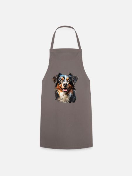 Australian Shepherd im Low Polygon Stil - Kochschürze - Grau