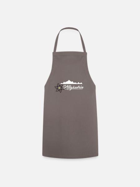 Allgäuerin - Bergkette & Edelweiss Design Weiß - Kochschürze - Grau