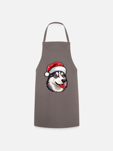 Husky Hund Porträt Weihnachten - Kochschürze - Grau