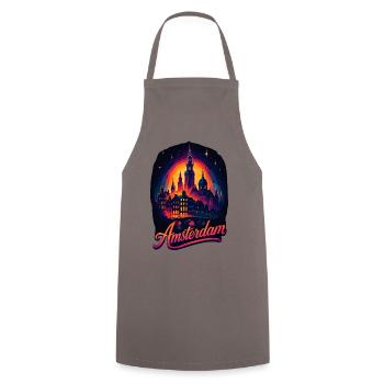 Amsterdam Capital Netherlands Holland Gift - Cooking Apron - grey - Front - AI Model Male 185 dark (185cm)