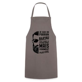 Parrain qui déchire et cool. idée cadeau parrain - Tablier de cuisine - gris - Devant - AI Model Male 185 dark (185cm)