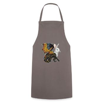 Créature fantastique : mi-dragon, mi-lapin. - Tablier de cuisine - gris - Devant - AI Model Male 185 dark (185cm)