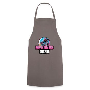 Mykonos 2025 Palmen - Kochschürze - Grau - Vorne - AI Model Male 185 dark (185cm)