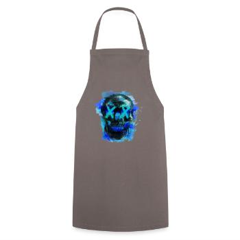 Blue Death (skull) - Cooking Apron - grey - Front - AI Model Male 185 dark (185cm)