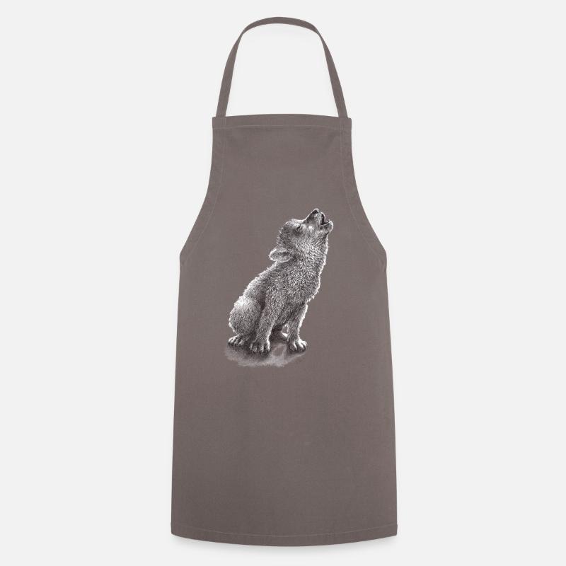 Jeune loup hurlant - Tablier de cuisine - gris