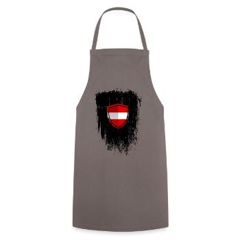 Österreichische Flaggen-Schild-Grunge - Kochschürze - Grau - Vorne - AI Model Male 185 dark (185cm)