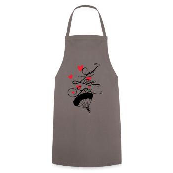 Parachutist with I love you lettering - Cooking Apron - grey - Front - AI Model Male 185 dark (185cm)