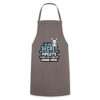 j'ai un secret je vais être grand-frère - Tablier de cuisine - gris - Devant - AI Model Male 185 dark (185cm)