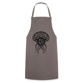 Tatouage tribal de méduse - Tablier de cuisine - gris - Devant - AI Model Male 185 dark (185cm)