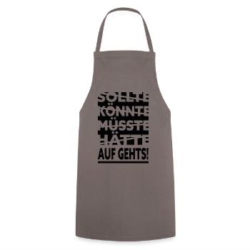 Auf gehts schwarz - Kochschürze - Grau - Vorne - AI Model Male 185 dark (185cm)