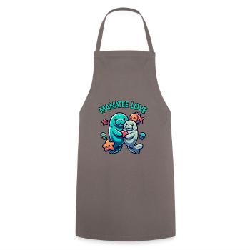 Verliebte Manatees Dugongs mit bunten Fischen - Kochschürze - Grau - Vorne - AI Model Male 185 dark (185cm)