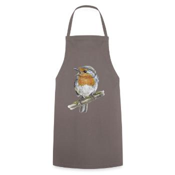 Robin bird - Cooking Apron - grey - Front - AI Model Male 185 dark (185cm)