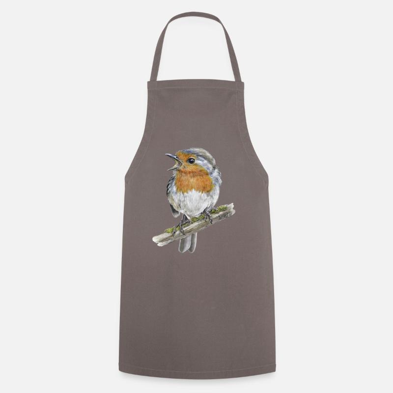 Robin bird - Cooking Apron - grey