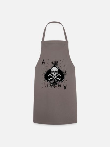 Totenkopf Skull Pik Ass Spielkarte Poker Geschenk - Kochschürze - Grau