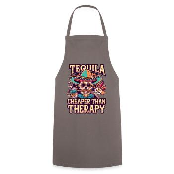 Tequila is Cheaper Than Therapy Lustiger Spruch - Cooking Apron - grey - Front - AI Model Male 185 dark (185cm)